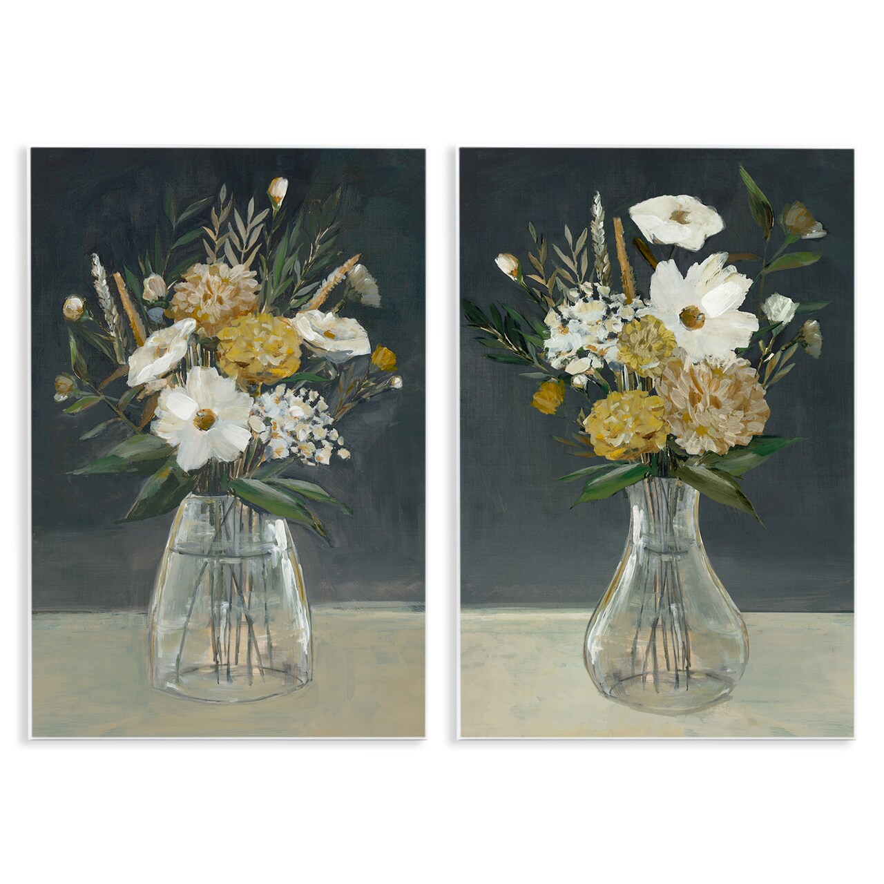Stupell Industries Muted Bouquet Vases 2pc Wall Plaque Art Set Design by Hannah Dawson